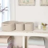 Panier de rangement en coton beige pour la maison (lot de 3)