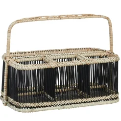 Panier rectangle compartimenté noir à anse