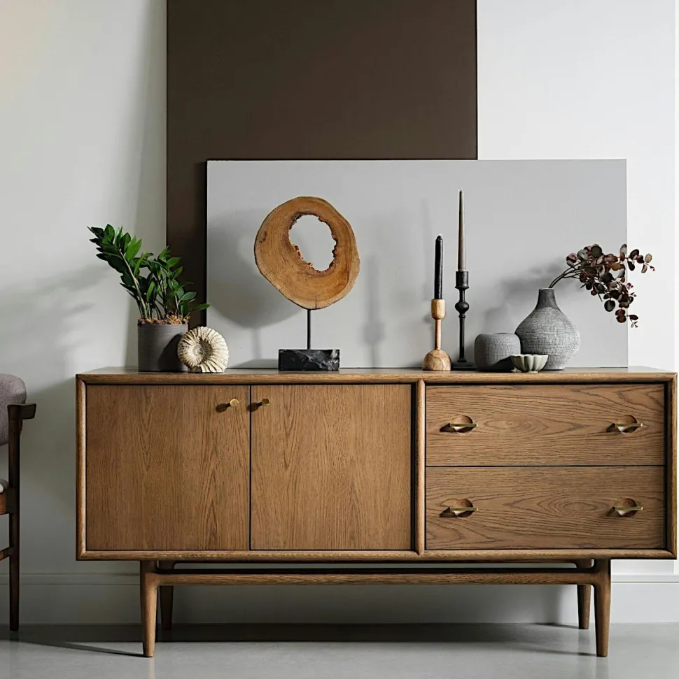 Petit buffet vintage en bois de chêne BRADFORD