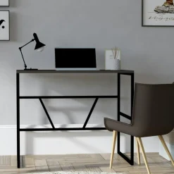 Petit bureau moderne noir avec plateau blanc JENA