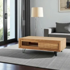 Petit meuble tv en bois avec rangement - motif frise ROSETO