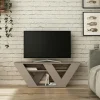 Petit meuble TV moka avec rangement - pied en W MARFA