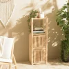 Petite colonne de rangement 3 niveaux rondins teck naturel MANAK