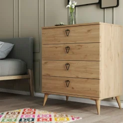 Petite commode 3 tiroirs et 3 niches décoratives JENA