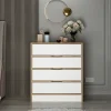 Petite commode moderne 4 tiroirs effet noyer & blanc BYRON
