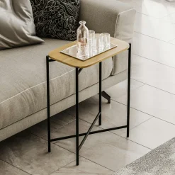 Petite table bois rectangulaire - structure métal noir JENA