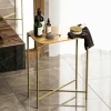 Petite table bois rectangulaire - structure métal doré JENA