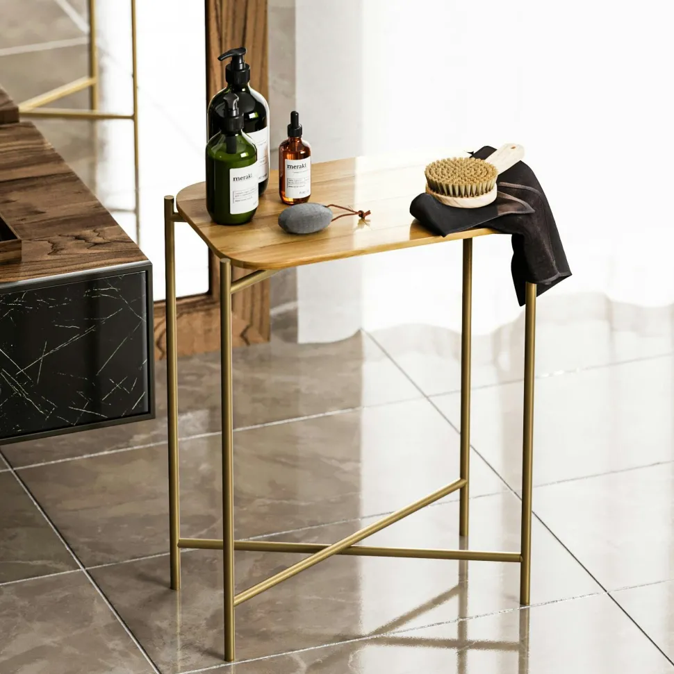Petite table bois rectangulaire - structure métal doré JENA