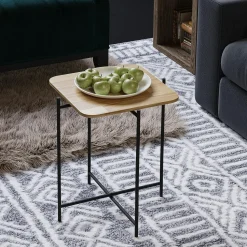 Petite table bois rectangulaire - structure métal doré JENA