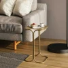 Petite table d'appoint dorée carrée - finition mate JENA