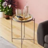 Petite table d'appoint grise - structure ronde, métal SFAX