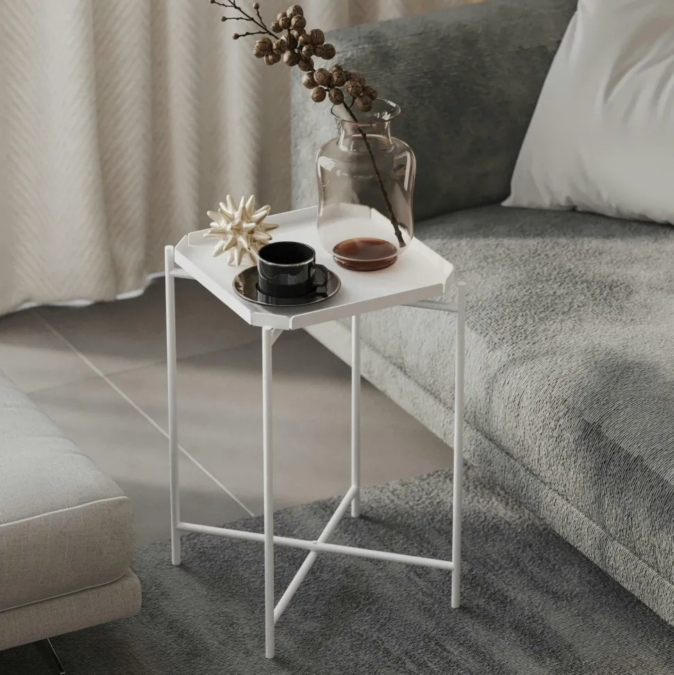 Petite table d’appoint noire - structure ronde, métal SFAX