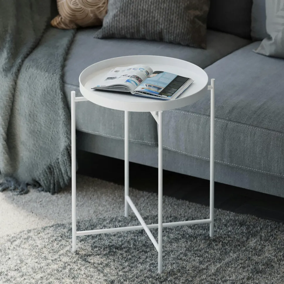 Petite table d’appoint noire - structure ronde, métal SFAX