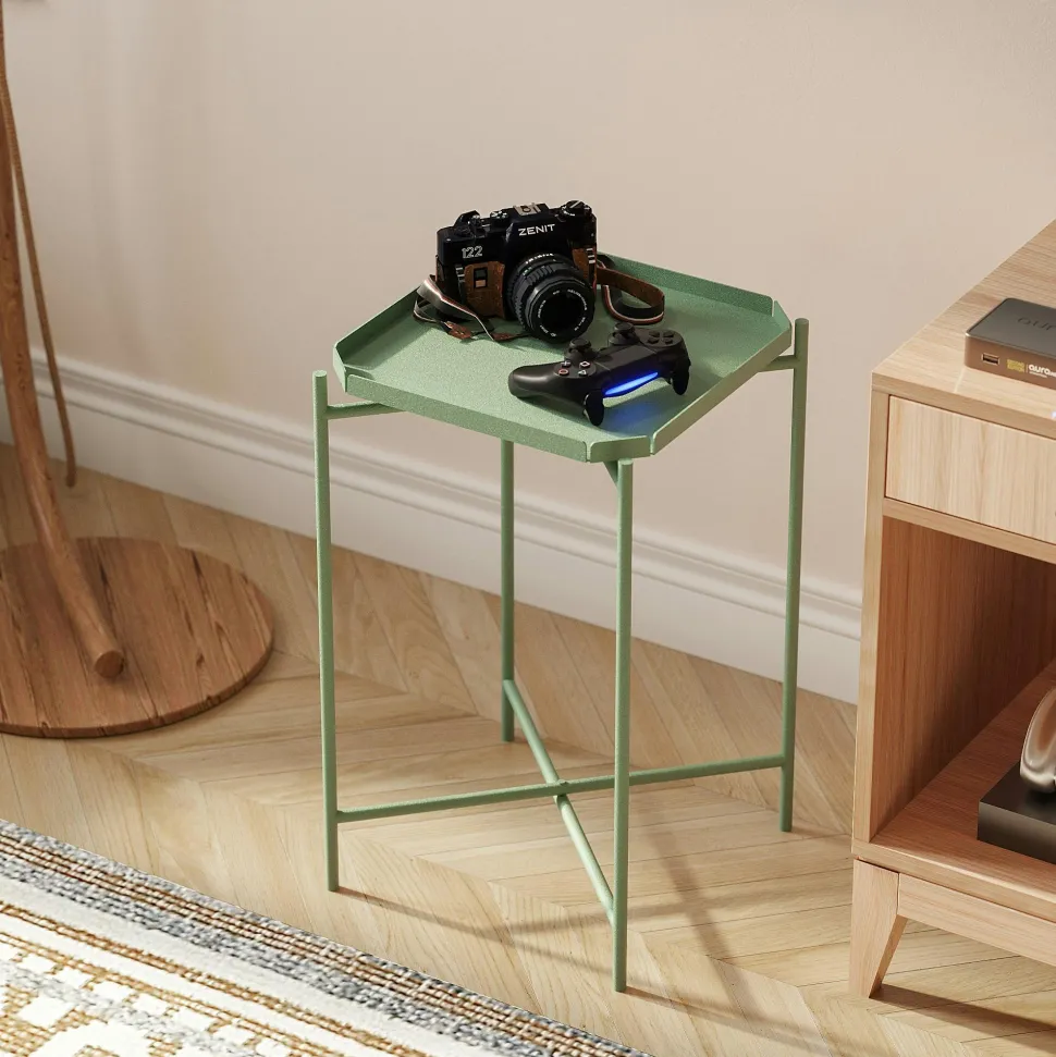 Petite table d’appoint noire - structure ronde, métal SFAX