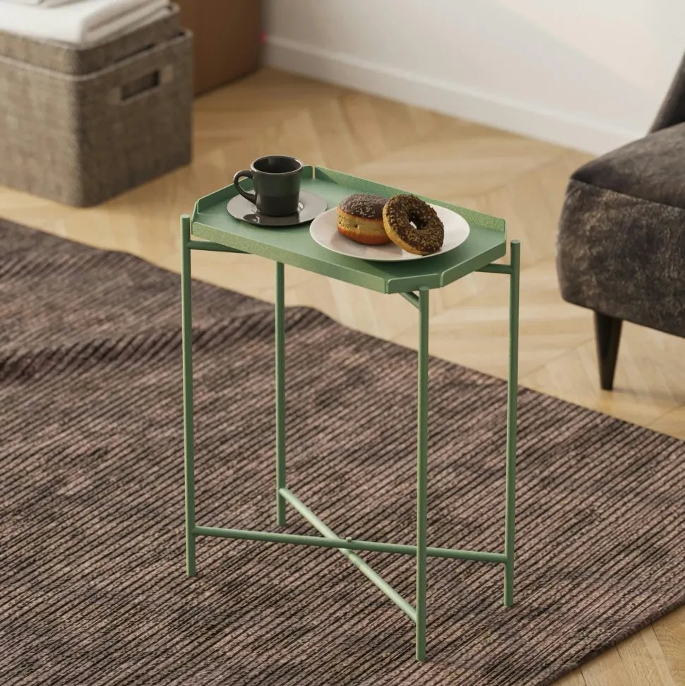 Petite table d’appoint verte, plateau rectangulaire SFAX