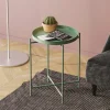 Petite table d'appoint verte - structure ronde, métal SFAX