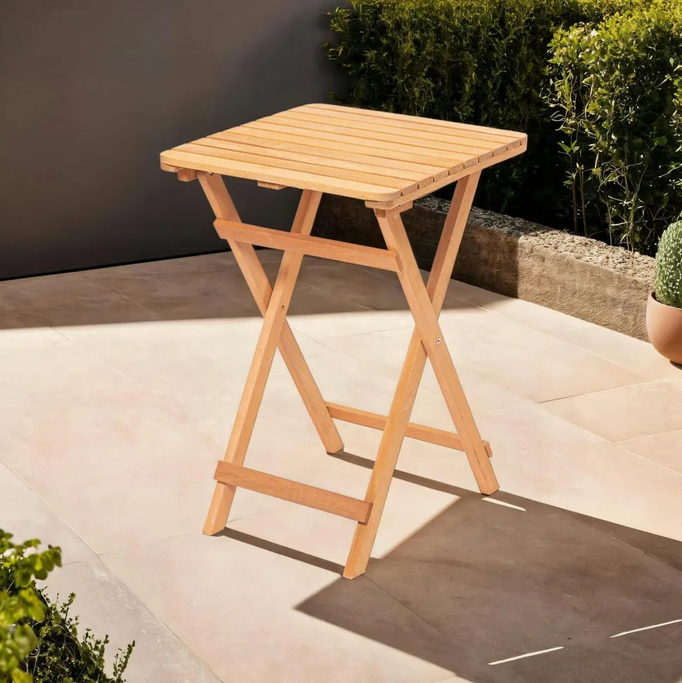 Petite table de jardin pliante en bois 80 cm SORA