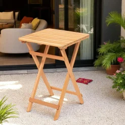 Petite table de jardin pliante en bois 60 cm SORA