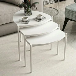 Petite table gigogne blanche style moderne (lot de 3) JENA