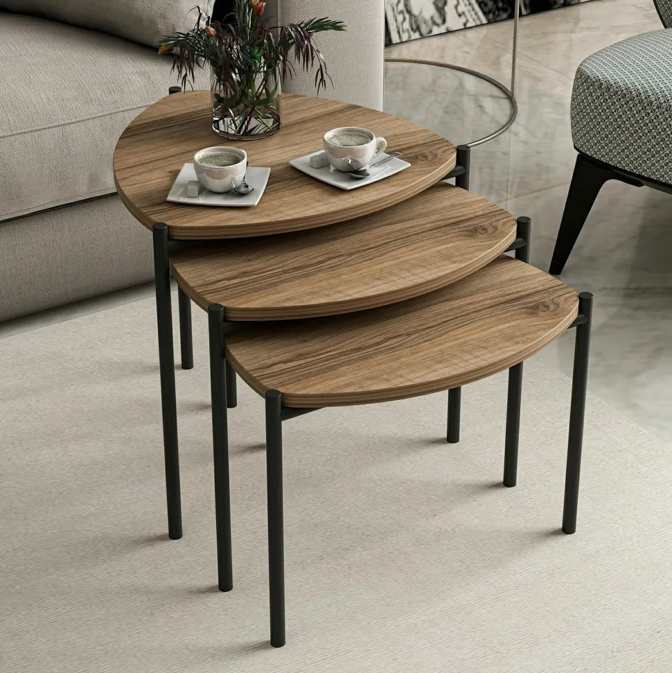 Petite table gigogne moderne 3 couleurs (lot de 3) JENA