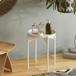 Petite table ronde blanche design & plateau assorti SFAX