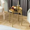 Petite table ronde dorée design & plateau assorti SFAX