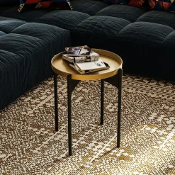 Petite table ronde dorée design & plateau assorti SFAX