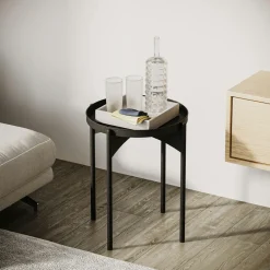 Petite table ronde noire design & plateau assorti SFAX
