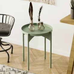 Petite table ronde verte design & plateau assorti SFAX
