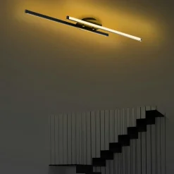 Plafonnier design LED - 2 barres métal noir VIESTE