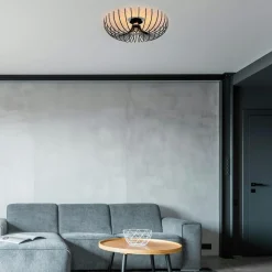 Plafonnier design métal noir filaire forme corolle ERZIN