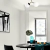 Plafonnier design métal noir 2 globes verre dépoli SIERRE