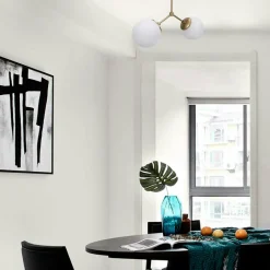 Plafonnier design métal noir 2 globes verre dépoli SIERRE