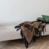 Plaid canapé marron - franges noires, 130x170 cm FALLON