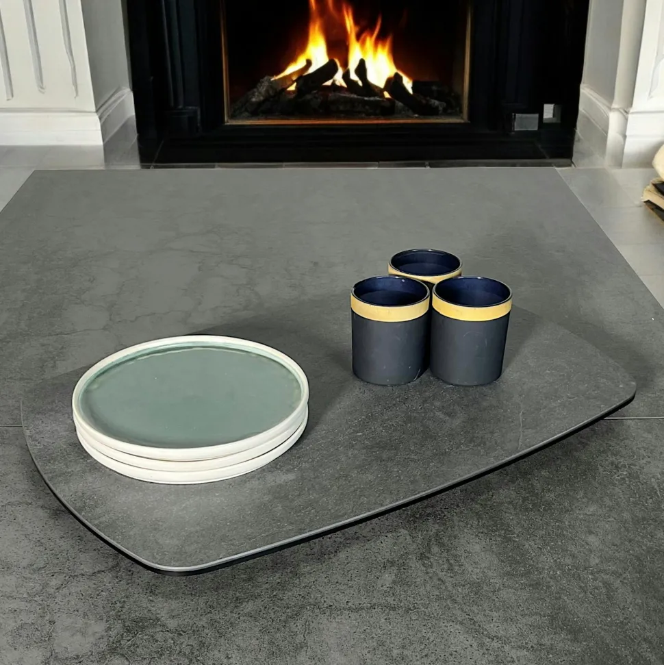 Plateau tournant apéritif en céramique anthracite LOMBARDIE
