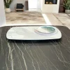 Plateau tournant apéritif en céramique blanche marbrée LOMBARDIE