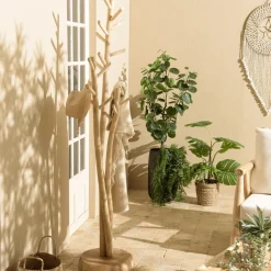 Porte-manteau design naturel 3 branches de teck MANAK