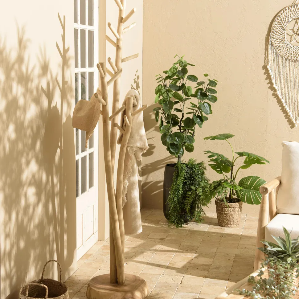 Porte-manteau design naturel 3 branches de teck MANAK