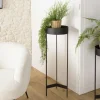 Porte-plante rond bois noir et métal 90 cm CORUMBA