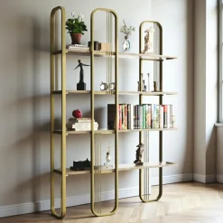 Porte-serviettes sur pied - 2 barres dorées, style design SFAX