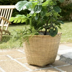 Pot de fleurs rond bambou et béton D60 cm HERCULE