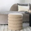 Pouf avec rangement, tissu bouclette beige BRUGES