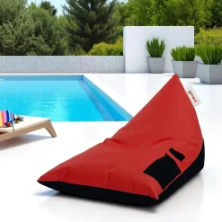 Pouf berlingot extérieur rouge et noir ARTA