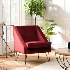 Pouf de salon blanc tissu bouclettes TIM