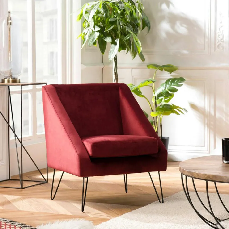 Pouf de salon blanc tissu bouclettes TIM