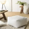 Pouf de salon carré blanc tissu bouclettes TIM