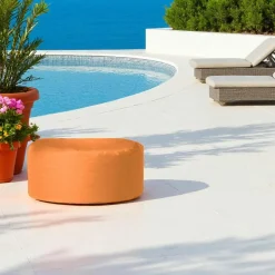 Pouf extérieur imperméable orange - forme ronde ARTA