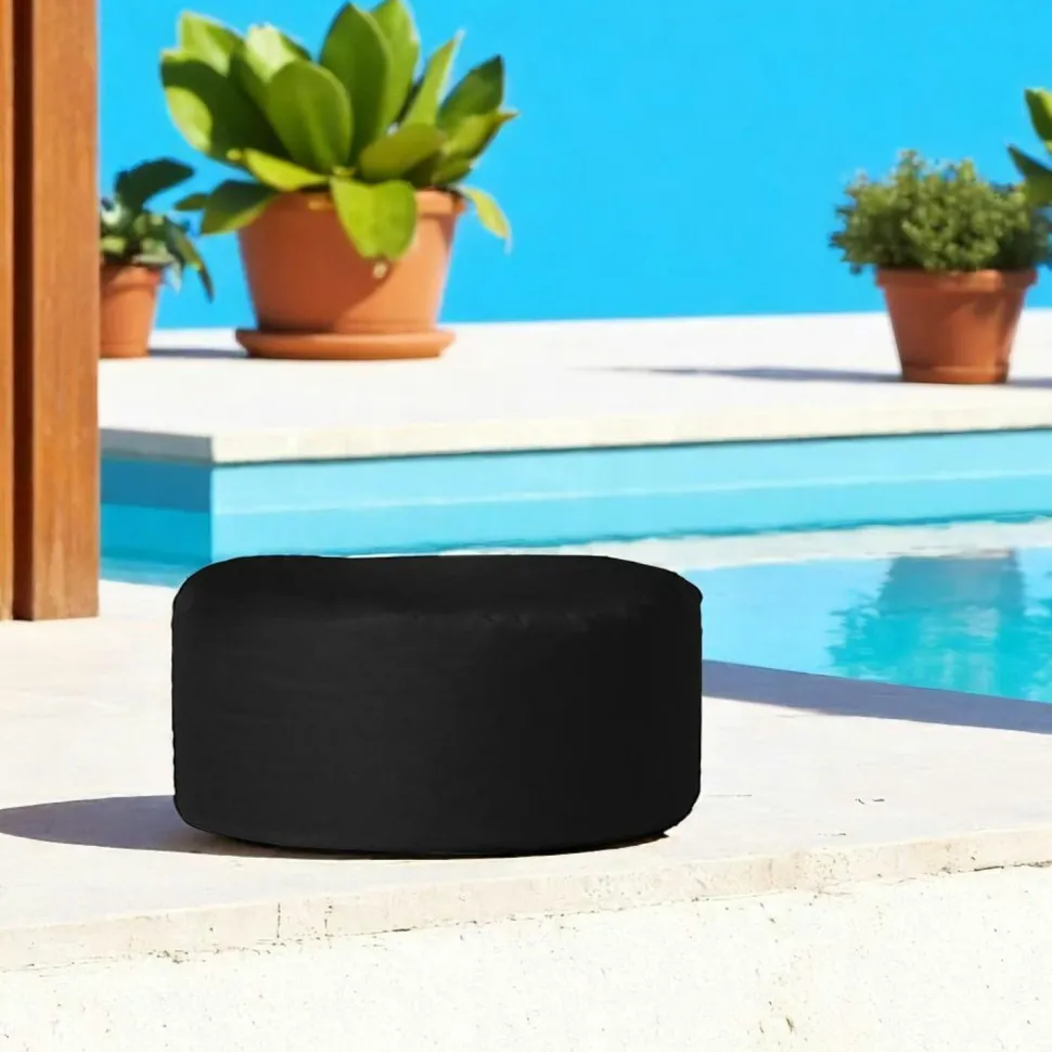 Pouf extérieur imperméable noir - forme ronde ARTA