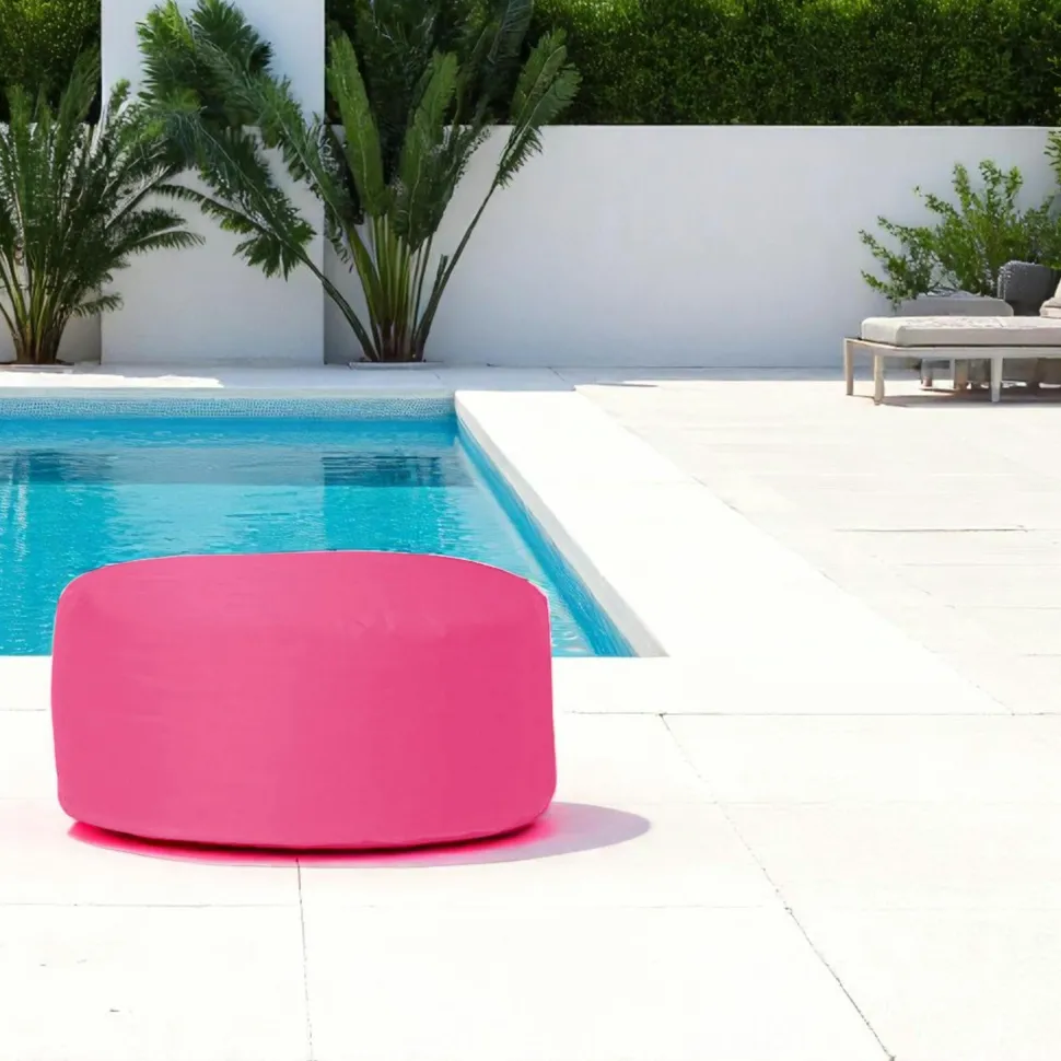 Pouf extérieur imperméable noir - forme ronde ARTA