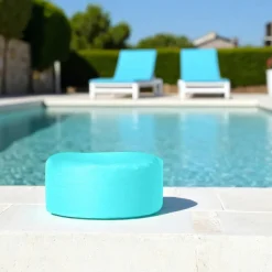 Pouf extérieur imperméable turquoise - forme ronde ARTA